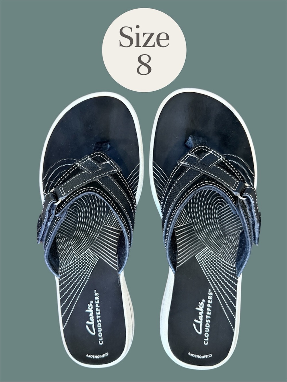 Clarks Cloudsteppers Black Thong Sandals - Women’s Size 8